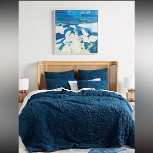 Anthropologie Dark Teal Blue Comforter Cal King Great Condition